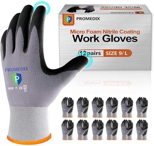 PROMEDIX P Nitrile Coated Work Gloves, MicroFoam Safety Work Gloves Men by PROMEDIXP