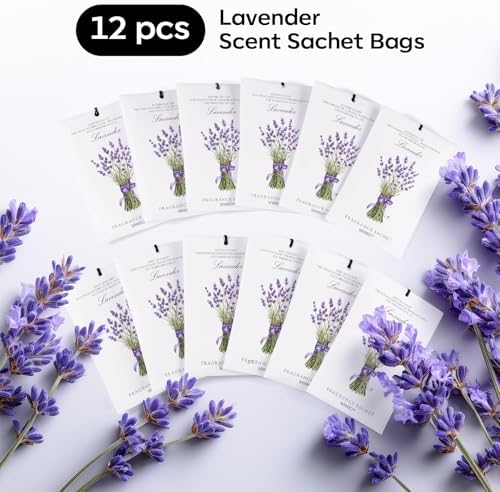 MYARO 12 Pack Lavender Scented Sachets, Closet Deodorizer Car Air Freshener - Image 6