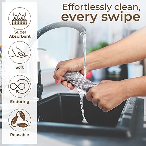 Urban Villa Kitchen Towels Cotton Dish Towels 12”x12” Grey White - Image 4