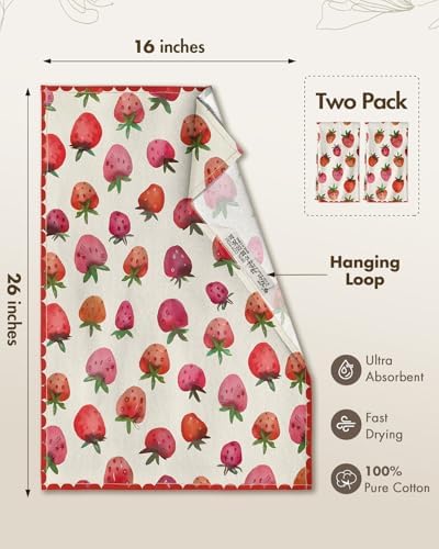 Miss Adola Flour Sack Kitchen Towels Set of 2, Strawberry - Image 5