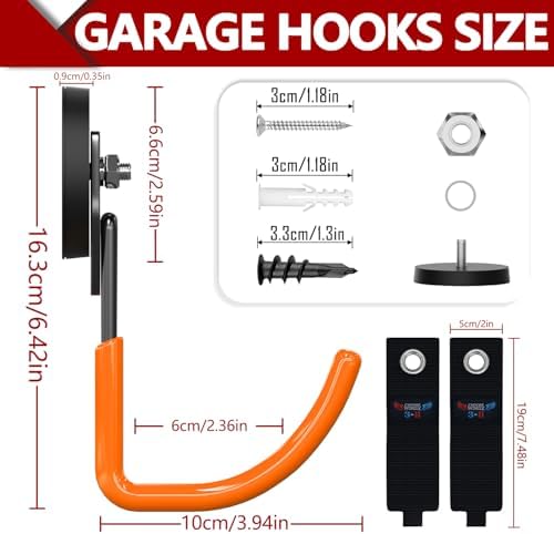 3-H Heavy Duty Magnetic Hooks, Large Magnet Hooks, 4 Pack Orange - Image 2