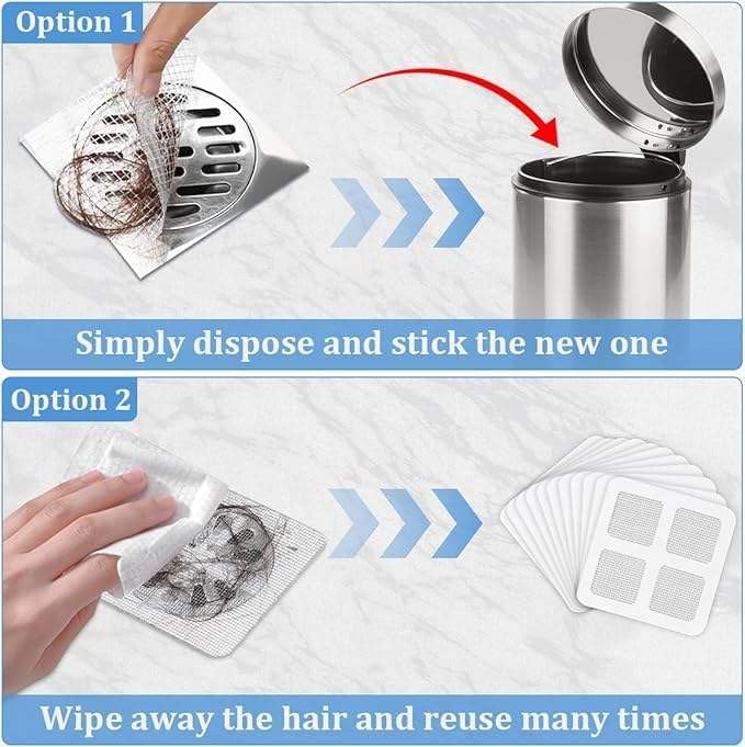 100 Pack Square Disposable Shower Drain Hair Catcher Stickers | Waterproof - Image 4