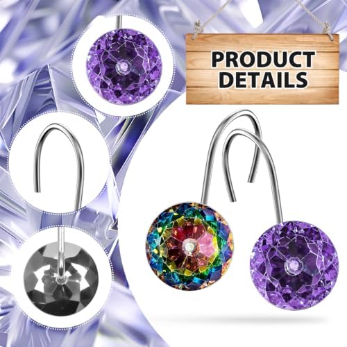 12PCS Purple Decorative Shower Curtain Hooks - Image 3