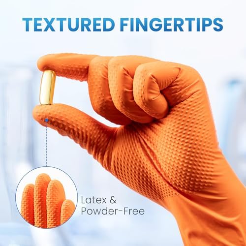 Borje Orange 8 Mil Nitrile Disposable Gloves - Image 4