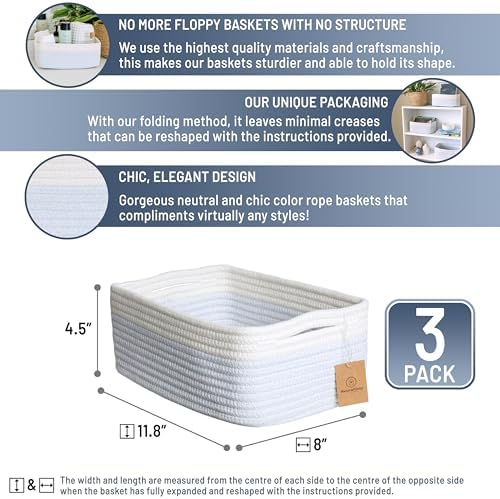 NaturalCozy 11.8"x8"x4.5” Rectangle Storage Baskets - Image 2