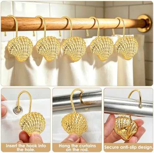 Metal Seashell Shower Curtain Hooks, Rust-Resistant Hooks - Image 4