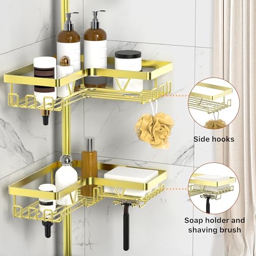 KEGII Corner Shower Caddy Tension Pole, Bathroom Storage Rack - Image 3