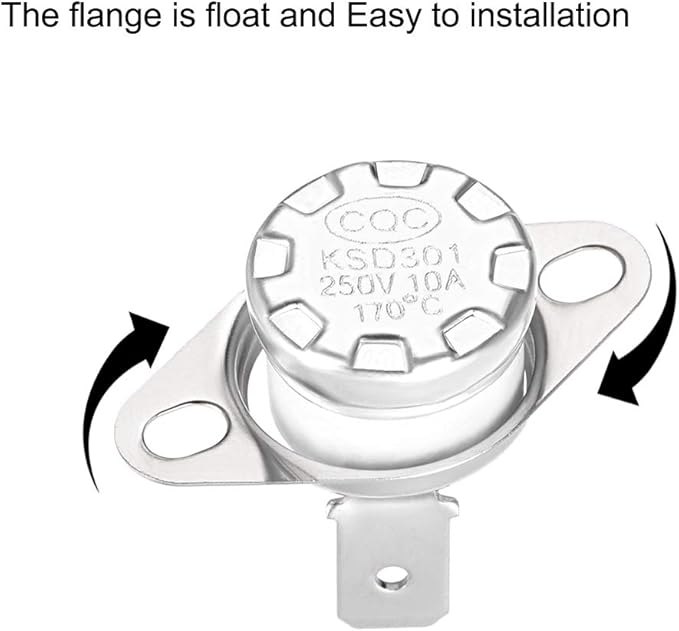 uxcell KSD301 Thermostat 170°C/338°F 10A Normally Closed N.C Adjust Snap Disc Temperature Switch for Microwaves,Oven,Coffee Maker 2pcs,Ceramic Material