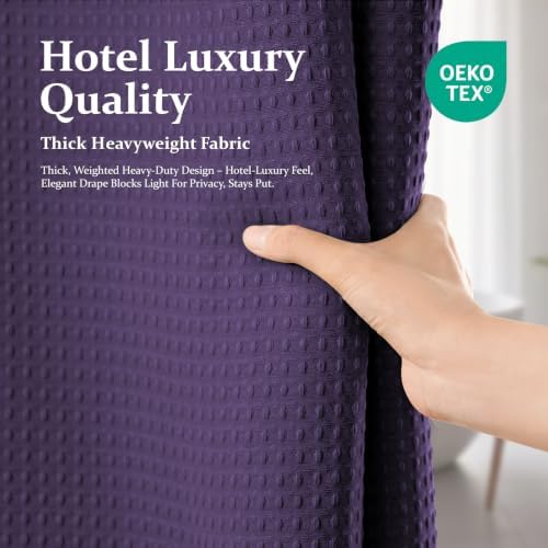 Dynamene Stall Waffle Shower Curtain 256 GSM Heavy Fabric 36x72 Purple - Image 6