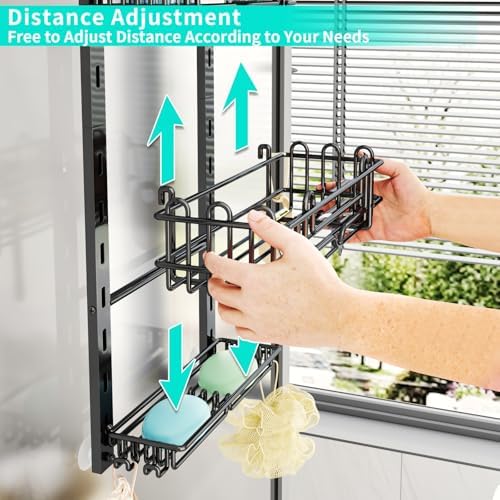 HapiRm 3 Tier Over the Door Shower Caddy, Hanging Shower Caddy - Image 2