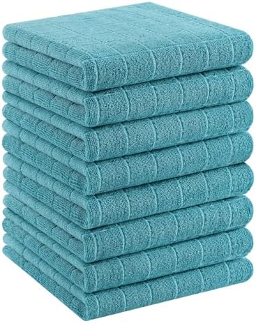 Homaxy 100% Cotton Terry Kitchen Towels, 8 Pack, Lake Blue by Homaxy