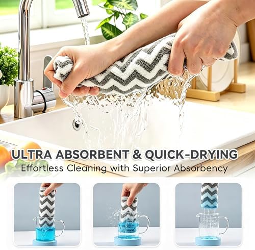 Microfiber Cleaning Cloths, 6 Pack Gray Kitchen Towels - Image 5