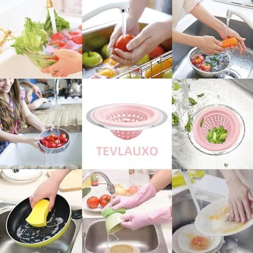 Silicone Strainer for Kitchen Sink, 2 Pack, Stainless Steel Reinforced - Image 5