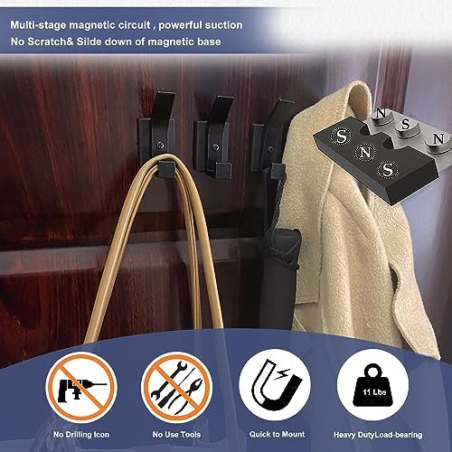 TSUYA 4 Pack Heavy Duty Magnetic Double Hooks Home Cruise Closet Organizer - Image 5