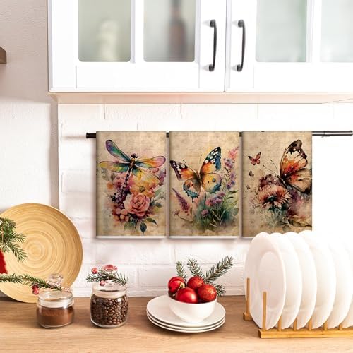 Bencailor 6 Pcs Butterfly Flower Kitchen Towels Decorative Sets Dish Towels - Image 6