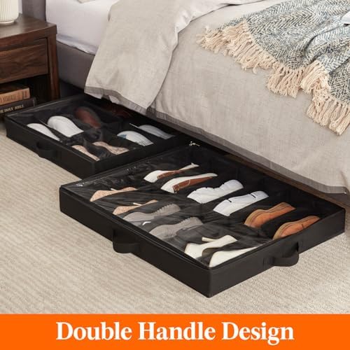 Lifewit Under Bed Shoe Storage Organizer 2 Pack, 4.3 Inches Profile Fabric - Image 6