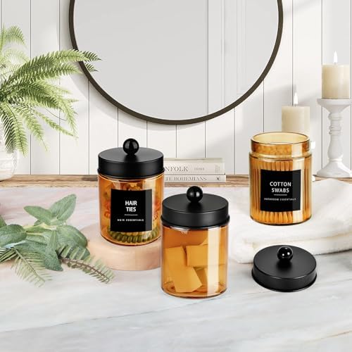 3 Pack Apothecary Jar Canisters Bathroom Vanity Organizer - Image 6
