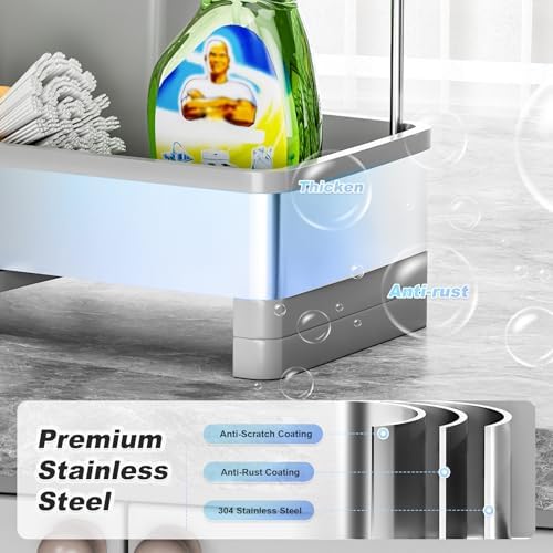 Ewaiira Sponge Holder for Kitchen Sink, Stainless Steel Sink Caddy - Image 2