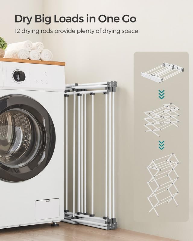 SONGMICS Foldable Clothes Drying Rack, Laundry Drying Rack, Clothes Airer - Image 4