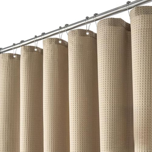 Dynamene Stall Waffle Shower Curtain 256 GSM Heavy Fabric 54x72 Beige/Khaki by Dynamene