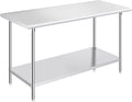 OSTBA Stainless Steel Table for Prep & Work 24x60 Inches, NSF Metal Commercial Heavy Duty Table with Adjustable Undershelf and Adjustable Foot for Restaurant Kitchen Home and Hotel