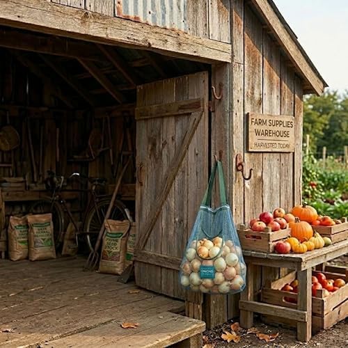 Hanging Mesh Bags for Fruit & Vegetables, Extra Large Blue - Image 6