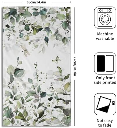 Green Eucalyptus Leaves Hand Towels Spring Sage Green Botanical Fingertip Towel - Image 2