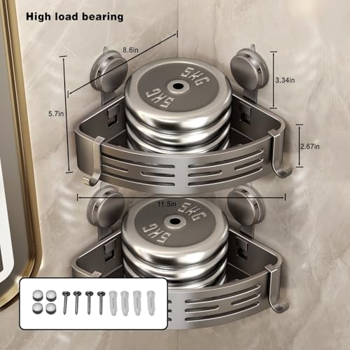 VOLPONE Corner Shower Caddy Suction Cup Shower Shelf Corner No Drilling - Image 5