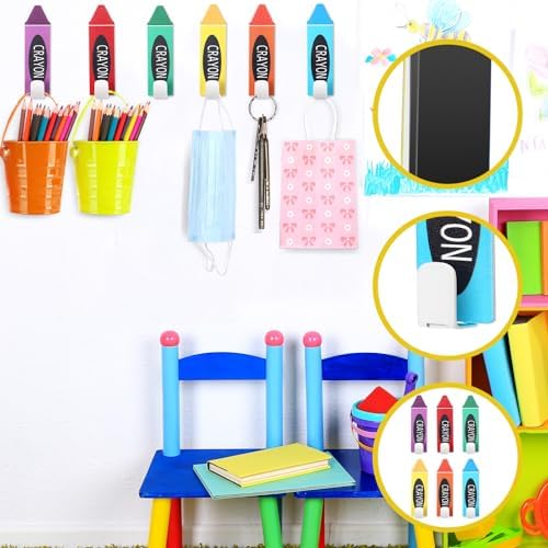 Cinnvoice 6 Pcs Crayon Classroom Decoration Crayon Magnetic Hooks Colorful Wall - Image 3