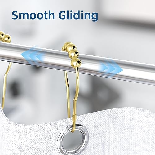 Titanker Gold Shower Curtain Rings, Rust-Resistant Metal Shower Curtain Hooks - Image 5