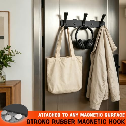 ULIBERMAGNET Strong Magnetic Double Hooks Rack, Heavy Duty Coat Magnetic Rack - Image 4