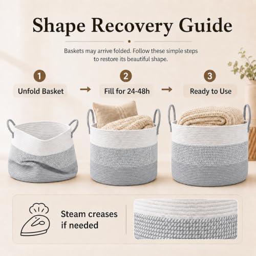 JMvicyroam 65L Extra Large Machine Washable Cotton Rope Blanket Basket - Image 6