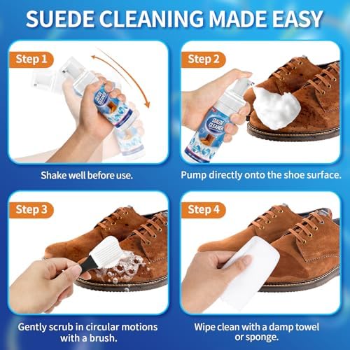 Jevvu Suede Shoe Cleaner, 6.76 fl oz Suede and Nubuck Cleaning Kit - Image 4
