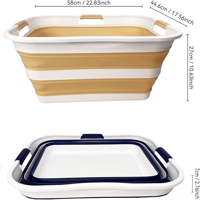 SAMMART 42 Collapsible Plastic Laundry Basket, Foldable Pop Up Storage - Image 2
