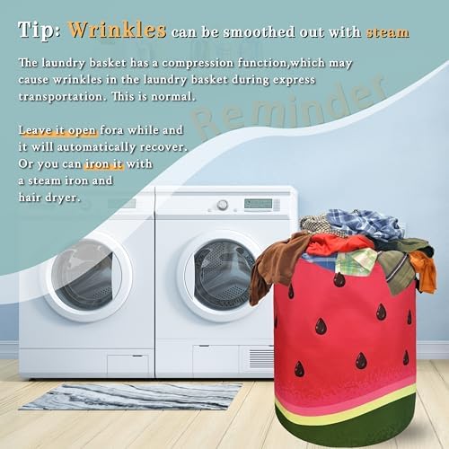 Watermelon Laundry Basket Oxford Cloth Foldable Hamper 18.9x16.5Inch - Image 6
