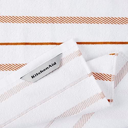 KitchenAid Albany Kitchen Towel 4-Pack Set, Honey Orange/White - Image 4