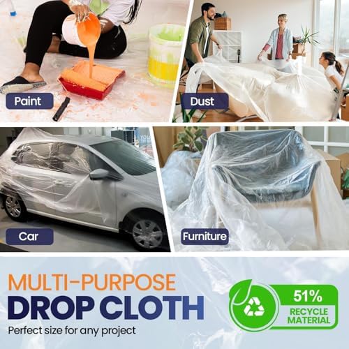 20 Pack 12 x 9 ft Extra Large Plastic Drop Cloth - Image 4