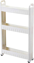 Utility Cart on Wheels 3 Tier Slim Storage Cart with Hooks & Partitions Plastic Narrow Shelf with Handles for Kitchen Bathroom Office Laundry, 29x18x4 Inch Slim Storage