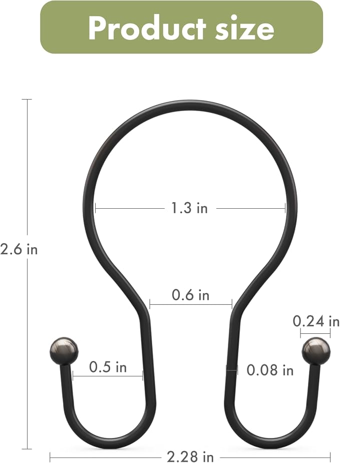 AmazerBath Bronze Shower Curtain Hooks Shower Curtain Rings, Simple Double Hook - Image 7