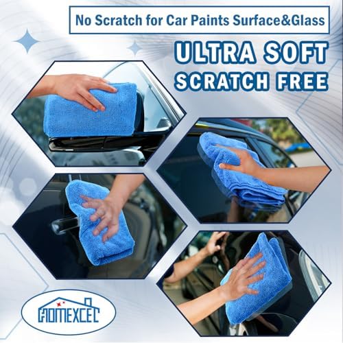 HOMEXCEL Professional Large Microfiber Car Drying Towels 4 Pack - Image 6