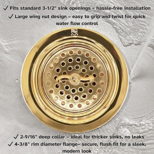 Westbrass A213-01 3-1/2" Wing Nut Twist Style Large Kitchen Sink Basket Strainer - Image 4