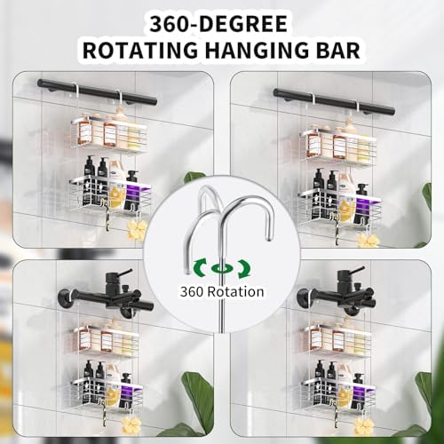 SHANSHUI Shower Hanging Caddy, Double Bathroom Showers Organizer Basket - Image 5