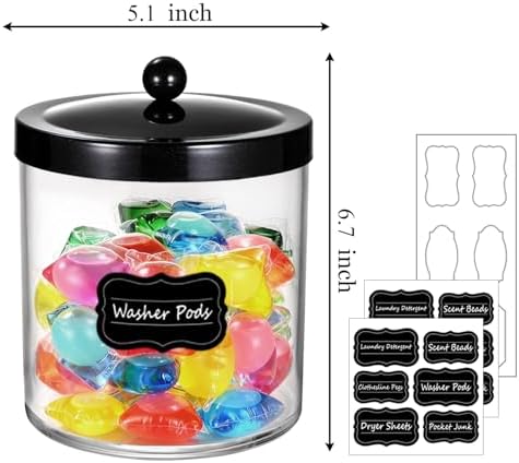 50Oz Laundry Pods Container Clear Container w/Stainless Steel Lid - Image 2