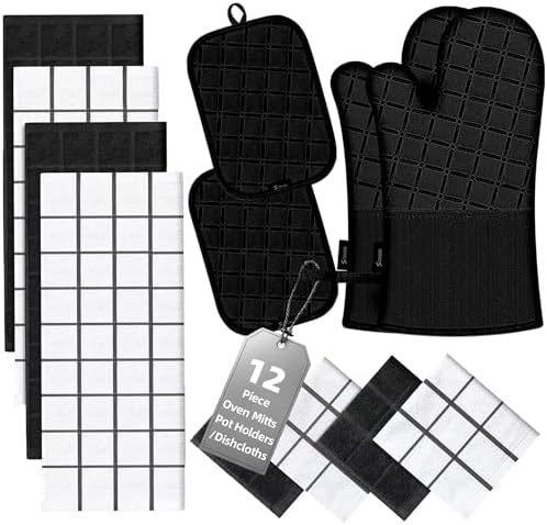Oven Mitts Kitchen Towels and Dishcloths Pot Holders Sets, Oven Gloves Kitchen by BSKSSK