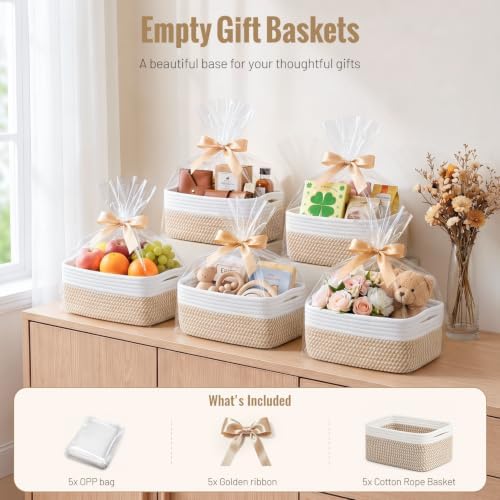 5 Pack Small Woven Storage Baskets - Image 6