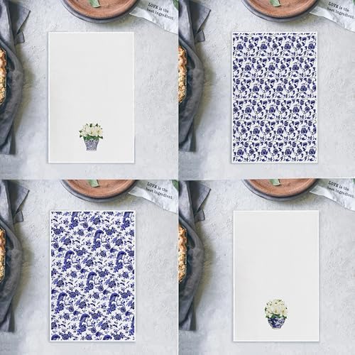 Blue and White Porcelain Chinoiserie Kitchen Towels Set of 4 - Image 4