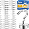 Grtard 500 Pcs Silver Magnetic Hooks Heavy Duty, 30LBS Strong Magnet Hooks by Grtard