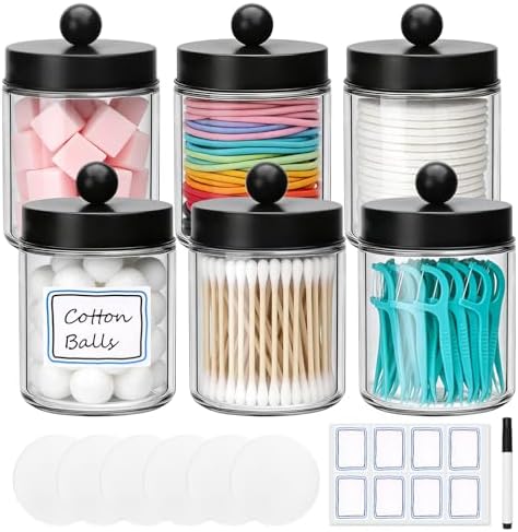 Accguan 6Pack Apothecary Jars Bathroom Vanity Storage Organizer Set by Accguan