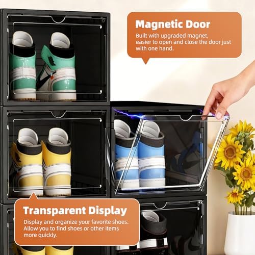 KEFA XL Shoe Storage Box Organizer, 8 Pack Shoe Boxes Clear Plastic Stackable - Image 6