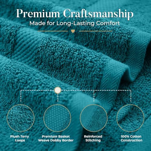 DAN RIVER 600 GSM Cotton Large Bath Towels Set of 4, 27 x 54 Inches - Image 5